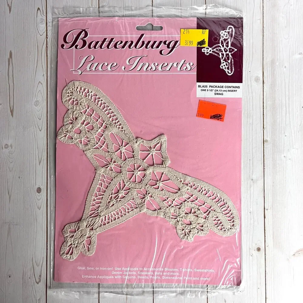 Lot of 3 Vintage Battenburg Lace Inserts Sew-On Embellishments New Old Stock